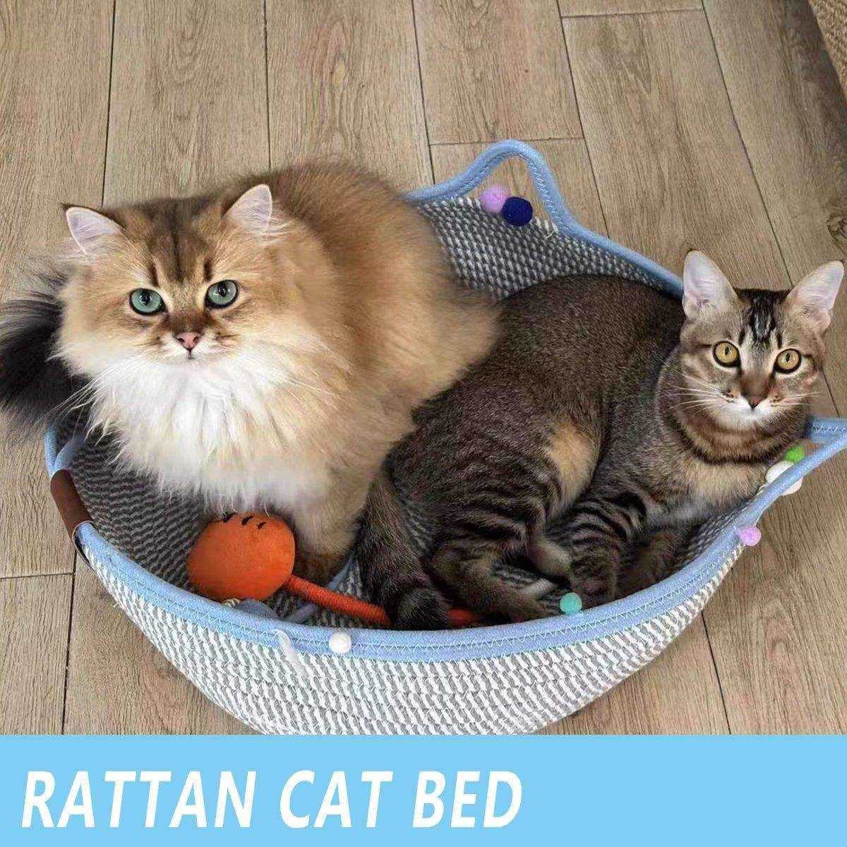 Hand-Woven Cattail Cat Nest with Scratch Board