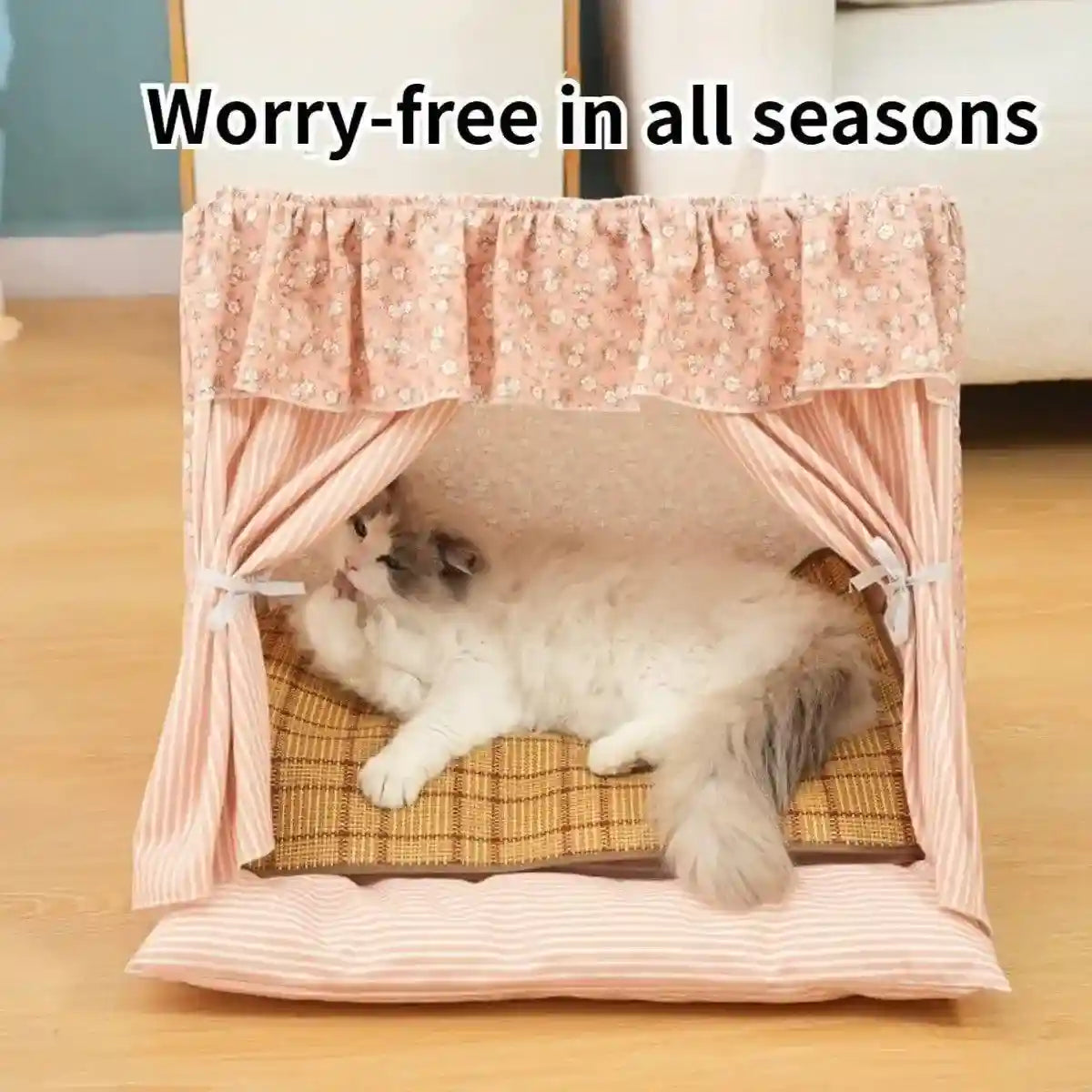 Cozy Semi-Closed Cat Tent Comfortable & Private Pet Bed for Cats and Dogs