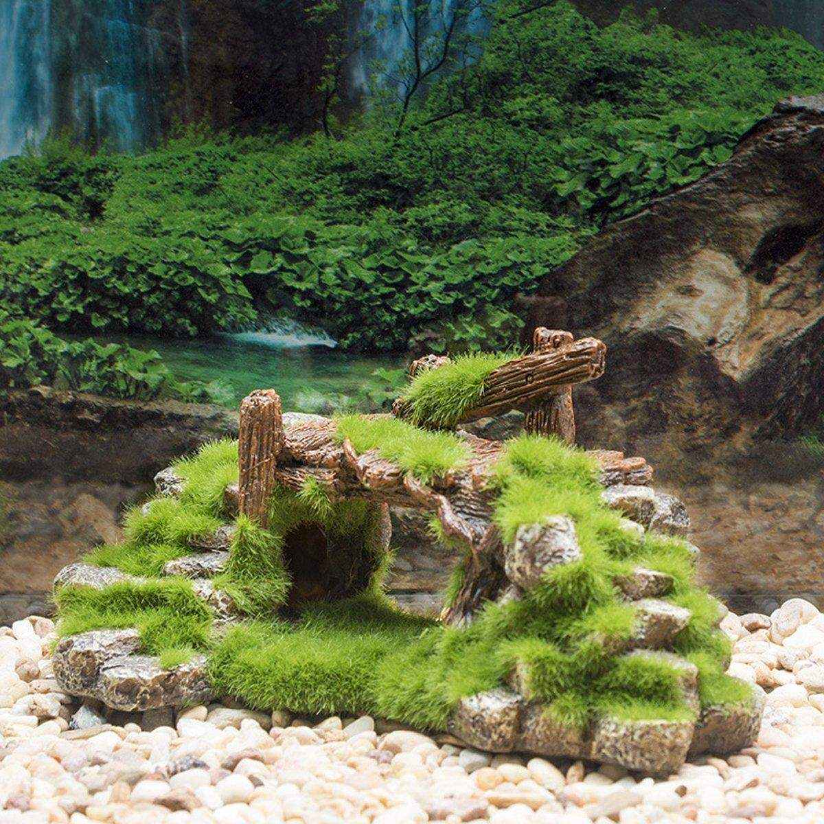 Resin Moss Bridge Decoration Natural Aquarium Ornament for Fish & Turtle Tanks