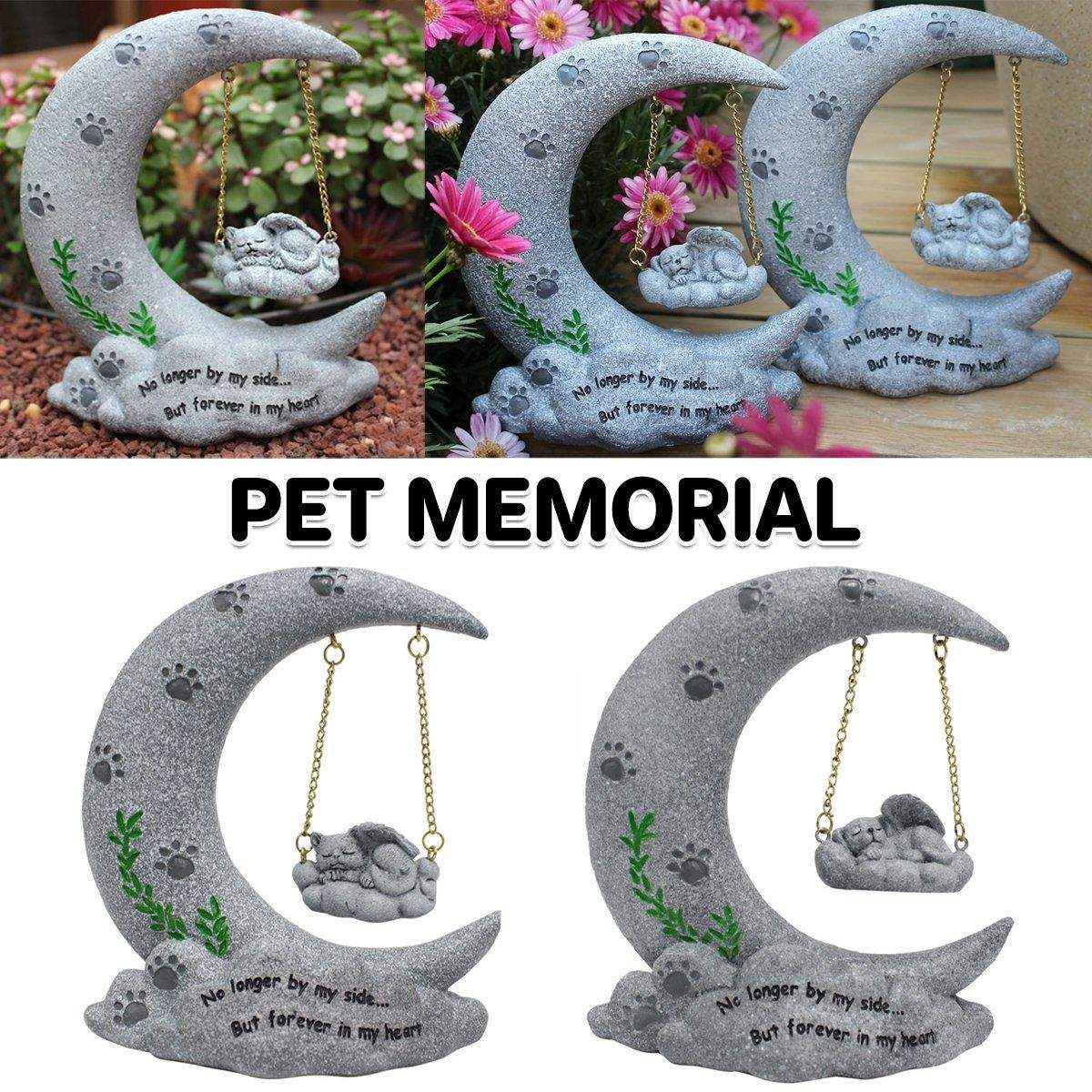 Moon-Themed Pet Memorial Resin Cat or Dog Tribute for Garden & Home