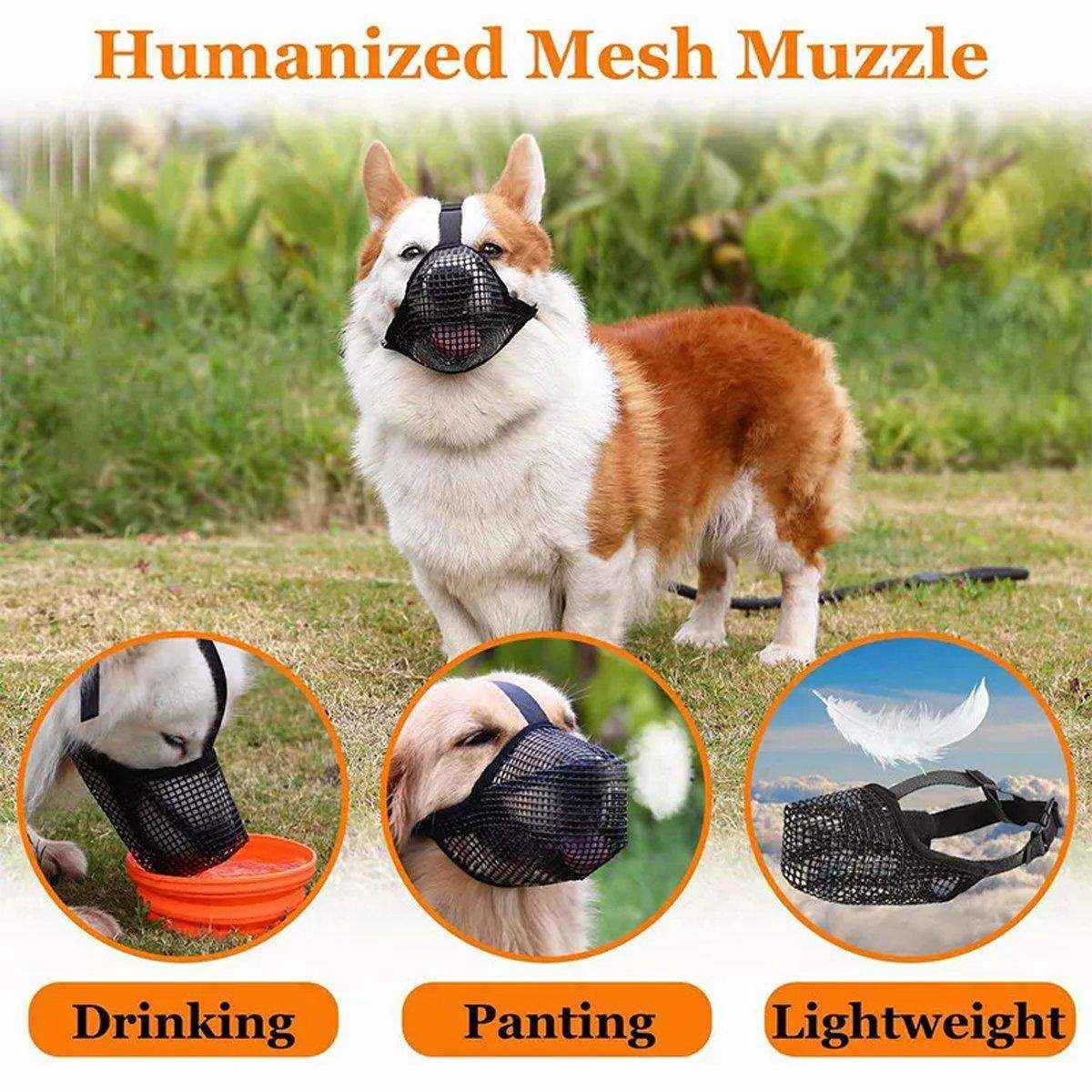 2PCS Adjustable Mesh Dog Muzzle Set Breathable Anti-Bite Muzzles