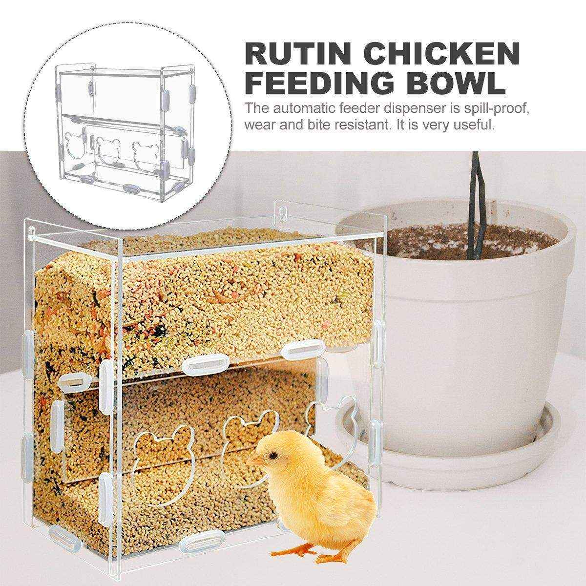 Automatic Acrylic Chicken Feeder Rutin Pet Supplies for Poultry Feeding System