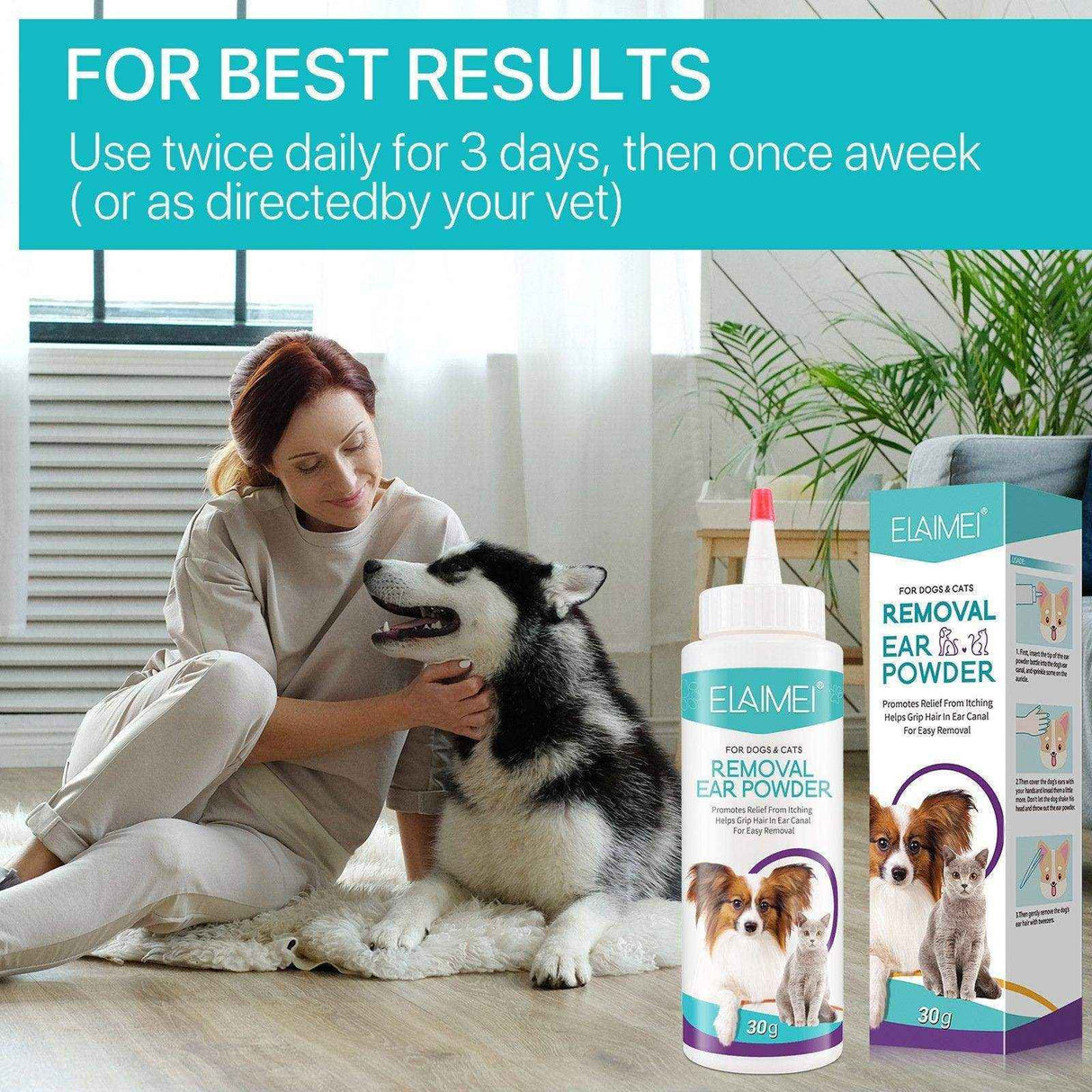 Pet Ear Cleaner Powder for Dogs and Cats