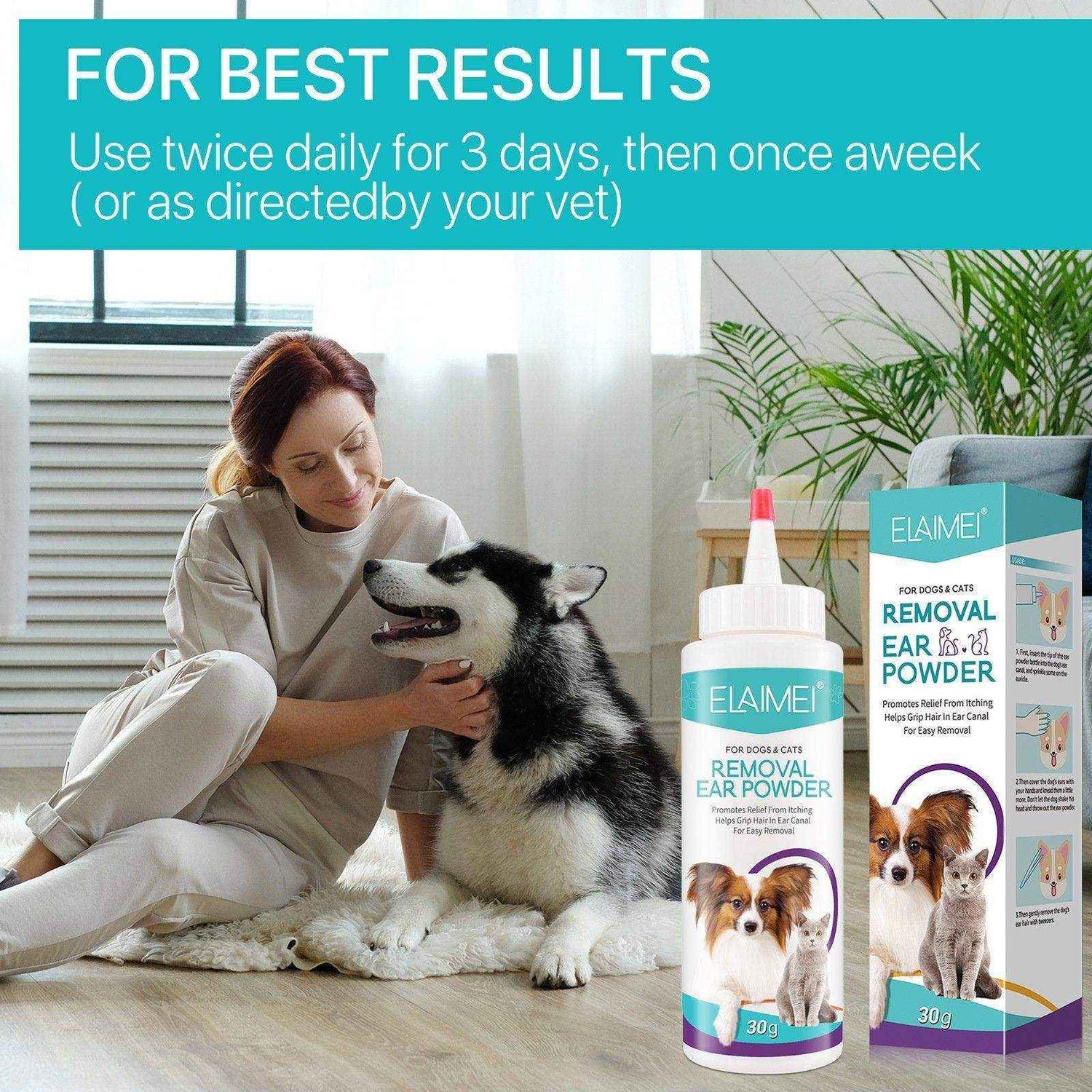 Pet Ear Cleaner Powder for Dogs and Cats
