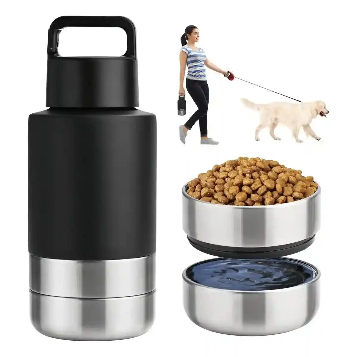 Stainless Steel Pet Thermos Portable Hydration & Food Bowl for Pets