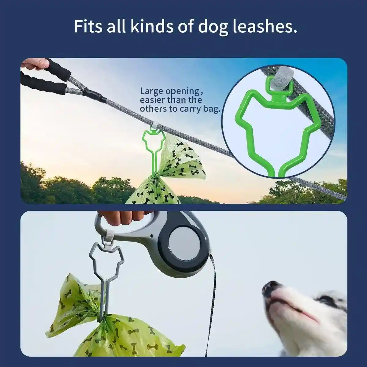 2X Leash Attachment Dog Poo Bag Holder Waste Bag Carrier Large Bearing Capacity