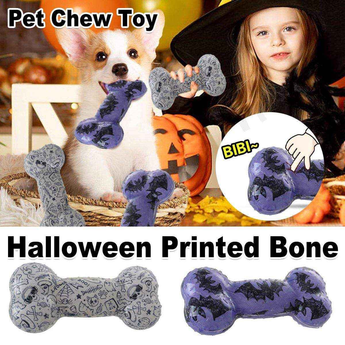 Interactive Dog Bone Chew Toy for Dental Health Durable TPR Material Grey & Blue