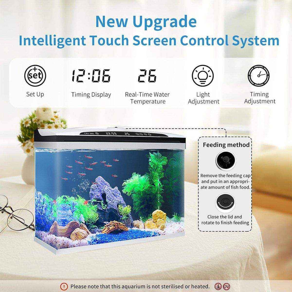 Advanced Smart Fish Tank with Self-Cleaning & LED Lights