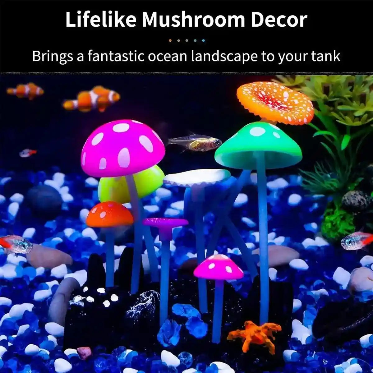 Simulation Jellyfish Aquarium Decor Fluorescent Mushrooms for Fish Tanks