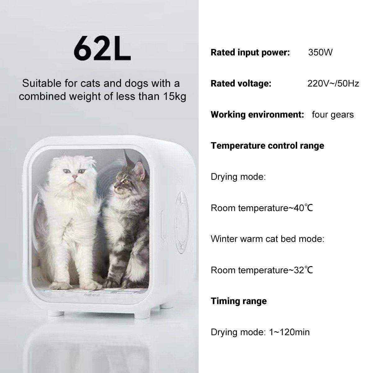 62L Smart Pet Hair Dryer Box - Automatic Dryer for Cats and Small Pets
