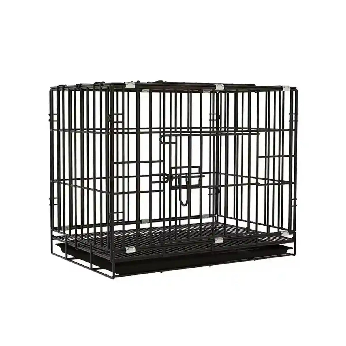 Foldable Iron Dog Cage Durable & Spacious Crate with Pull-Out Tray
