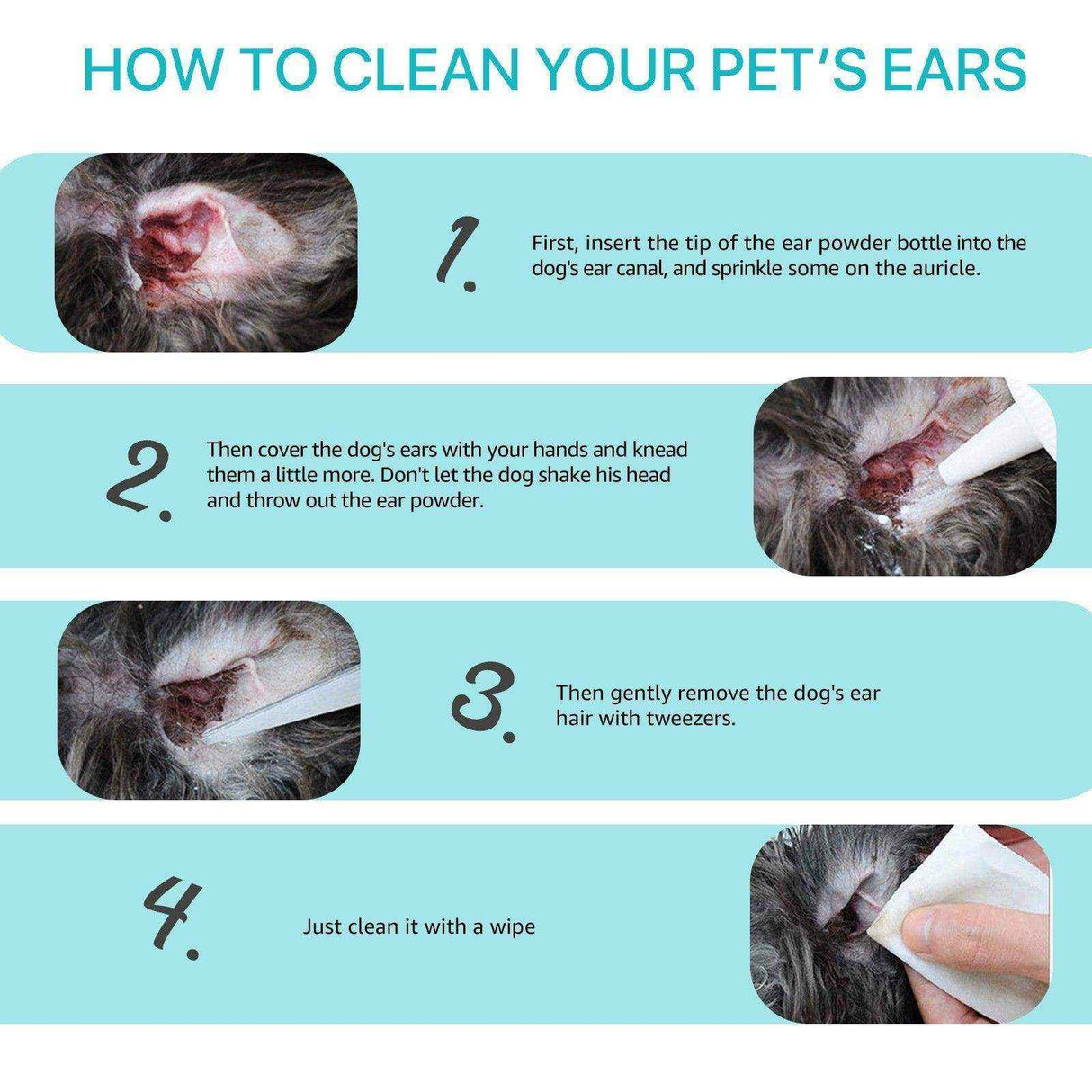 Pet Ear Cleaner Powder for Dogs and Cats