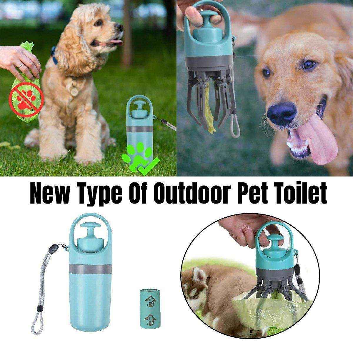 Pet Toilet Picker Portable Six-claw Shovel Excrement Clip Excrement Picking Garbage Bag Dispenser