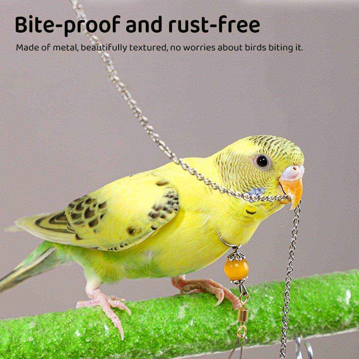 Adjustable Parrot Collar with Opal Necklace and Stainless Steel Chain