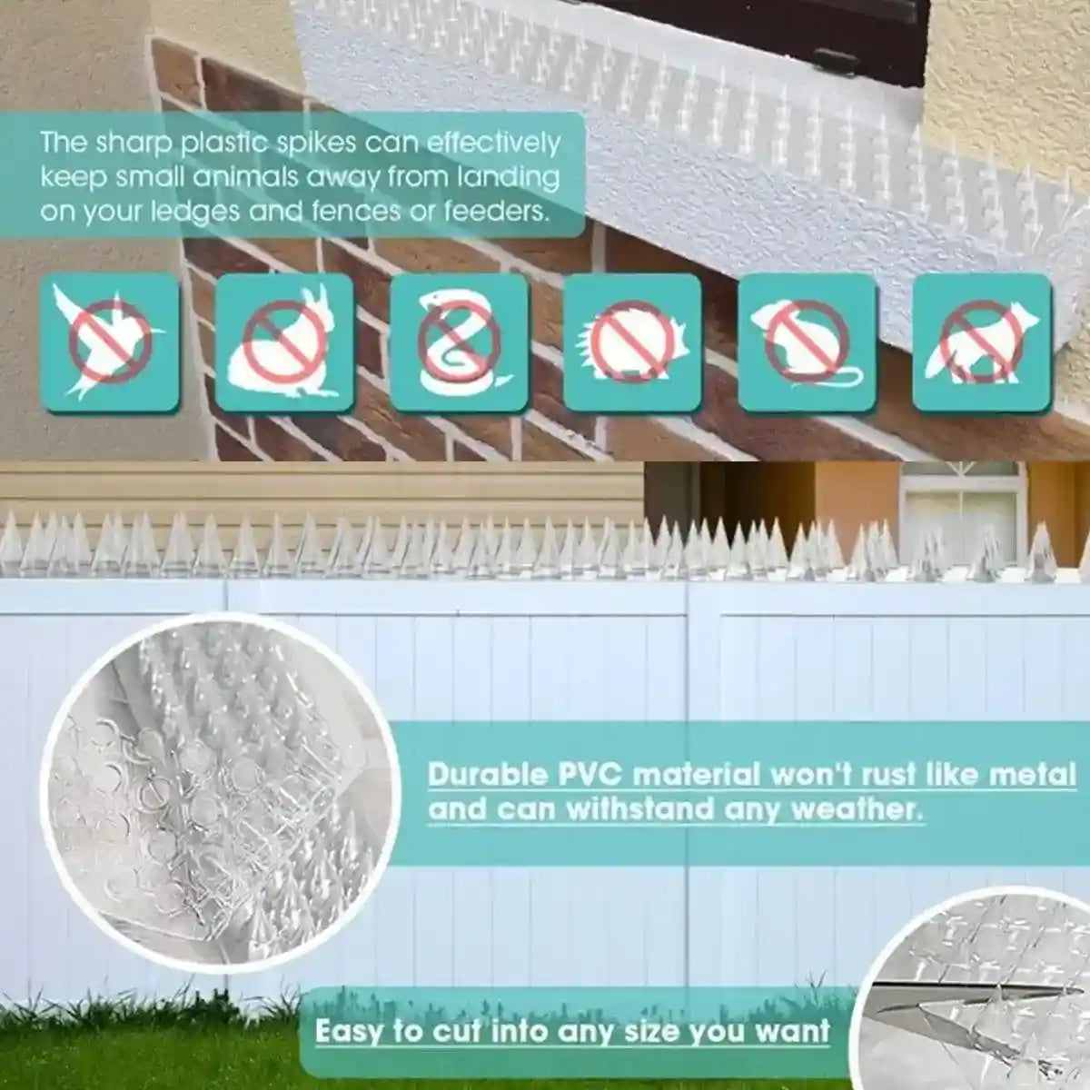 Transparent Bird Spikes Durable & Weatherproof Pest Deterrent for Outdoor Use