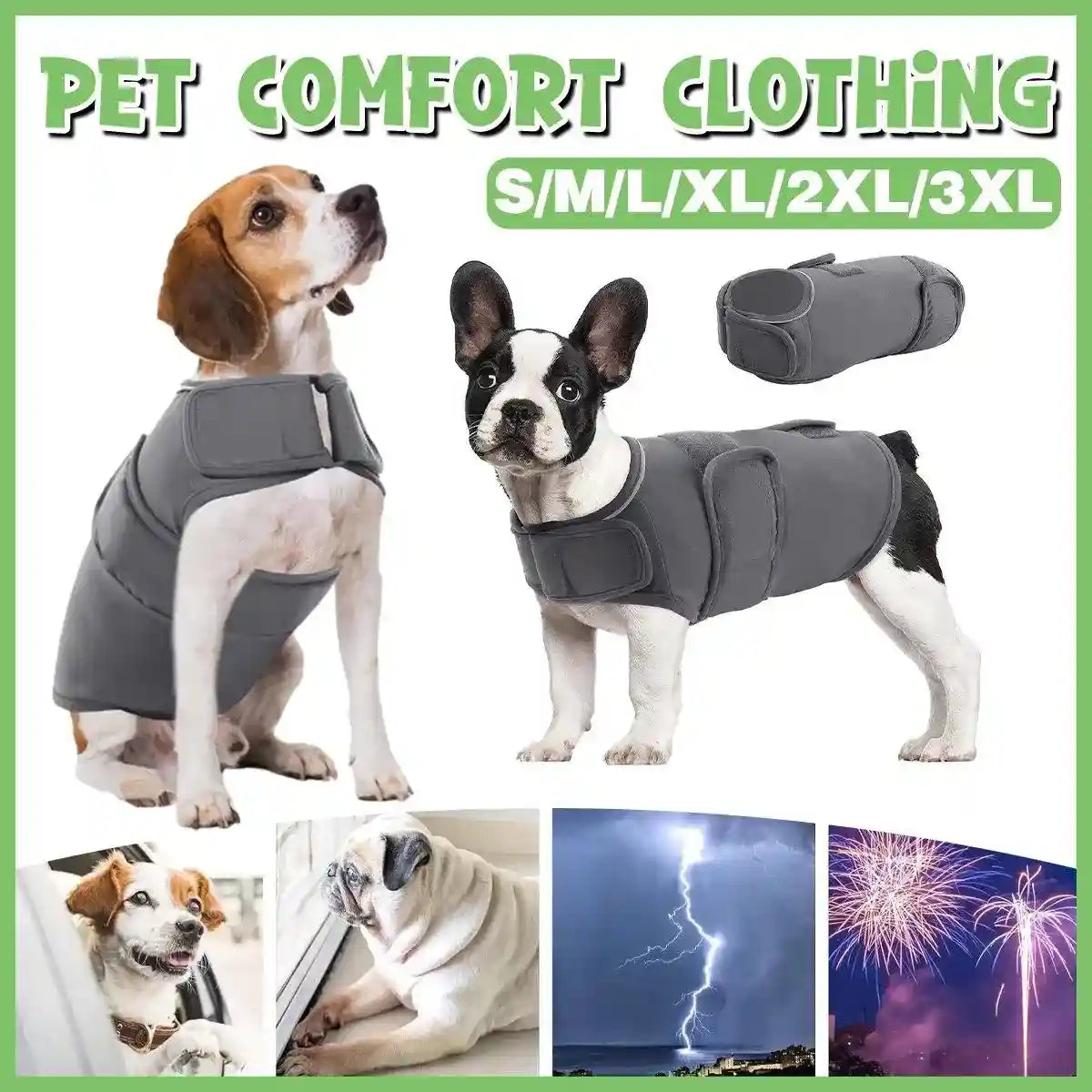 Dog Anxiety Relief Vest Calming & Adjustable with Reflective Strips