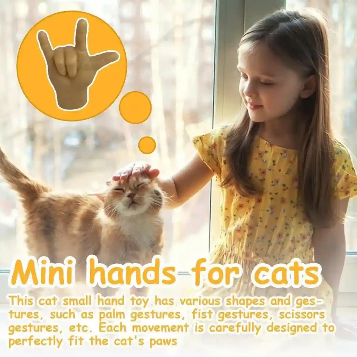 6PCS Cute Cat Finger Covers Soft Rubber Stretchy Mini Simulation Hands Fun Toy
