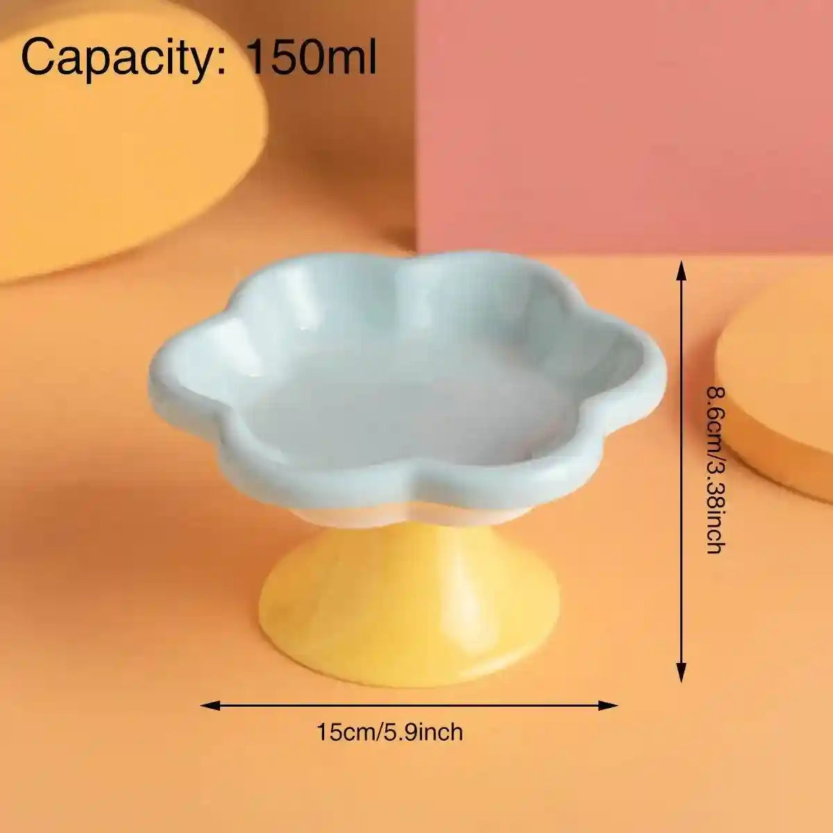 Elevated Ceramic Cat Bowl Anti-Knock Flower-Shaped Dish for Cats & Small Pets