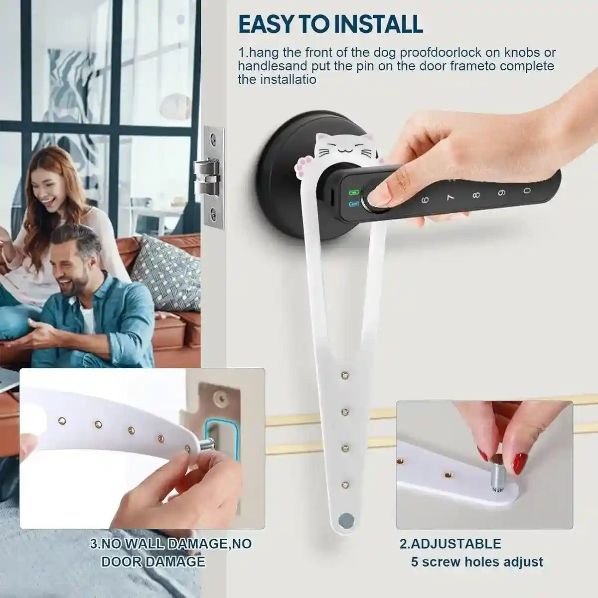 Pet Door Blocker Room Door Latch Prevent Dogs From Entering Cat Elastic Door Lock