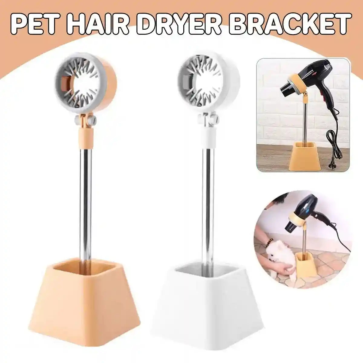 Pet Hair Dryer Holder Hands Free Dog Drying Rack Adjustable Grooming Bath Stand
