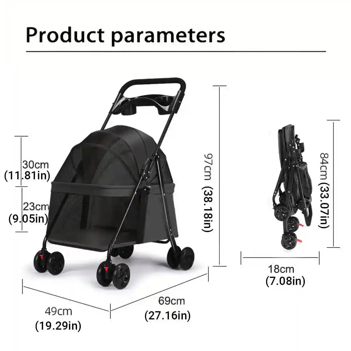 Compact Folding Pet Stroller Lightweight & Breathable
