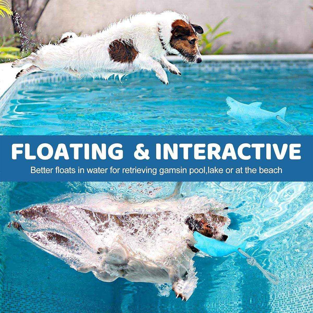 Interactive Dog Chew Toy Blue Shark Floating Pet Toy