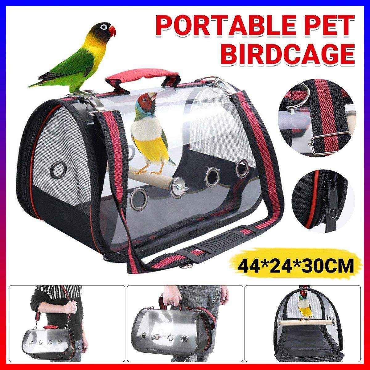 Portable Pet Bird Parrot Carrier Transparent Breathable Travel Cage