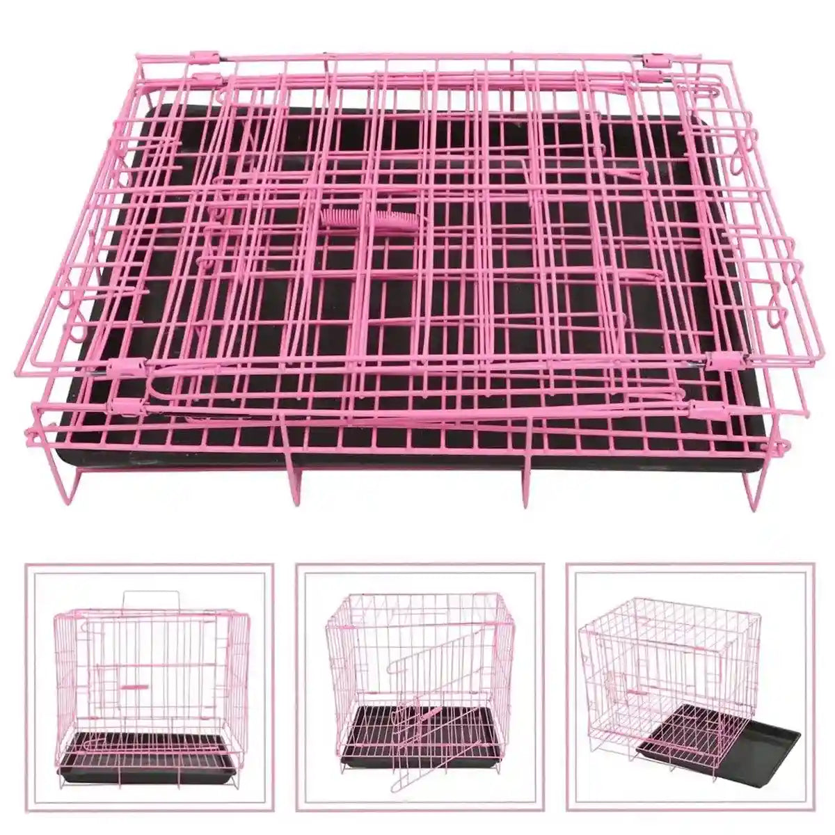 Foldable Iron Dog Cage Durable & Spacious Crate with Pull-Out Tray