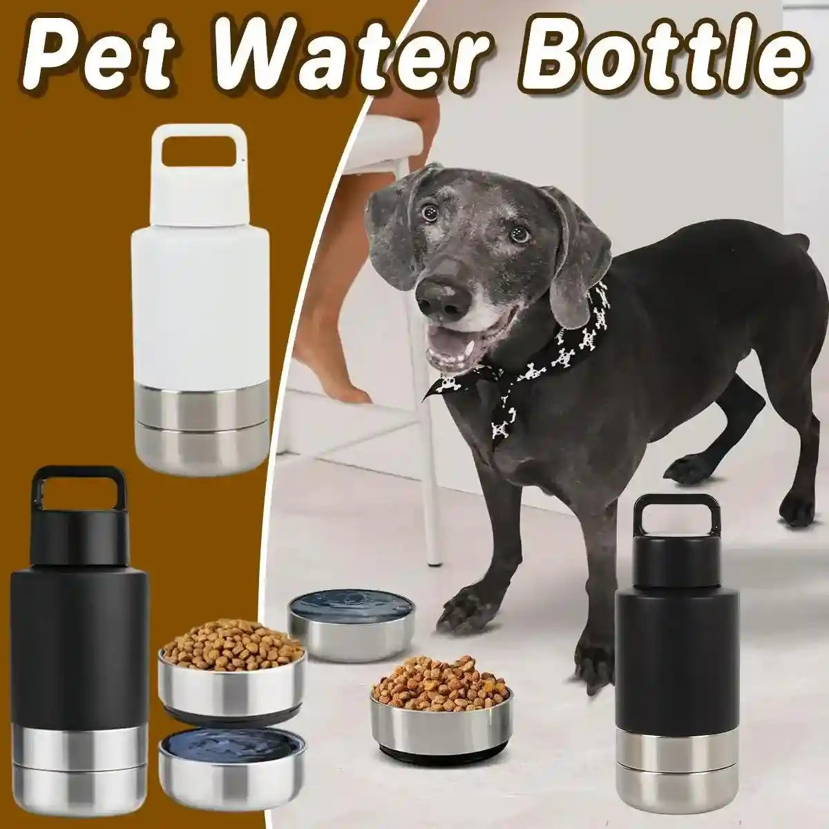 Stainless Steel Pet Thermos Portable Hydration & Food Bowl for Pets