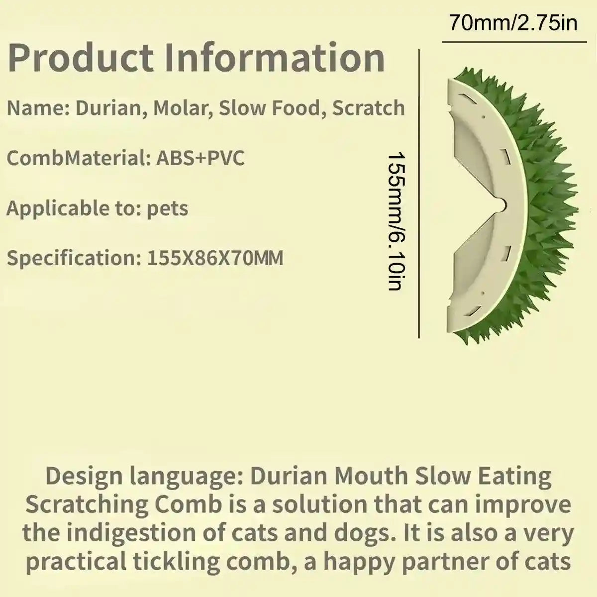 Durian Shape Cat Grooming Comb Tickling & Scratching Tool for Cats & Dogs