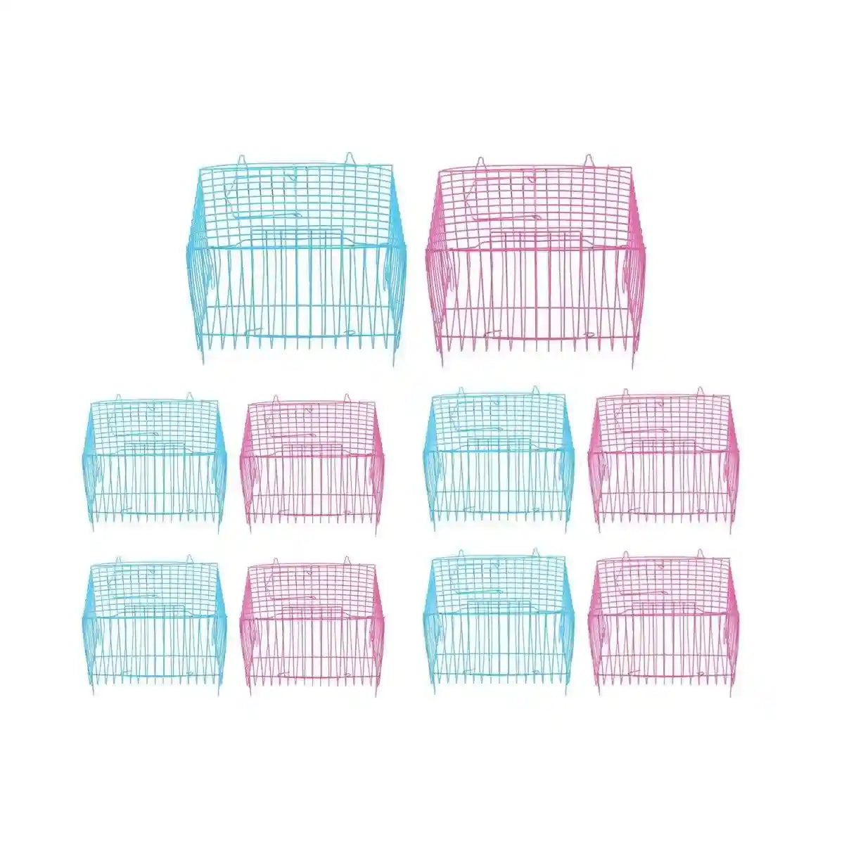 Wire Frame Small Pet Transport Cages Set Durable and Foldable 10 Pack