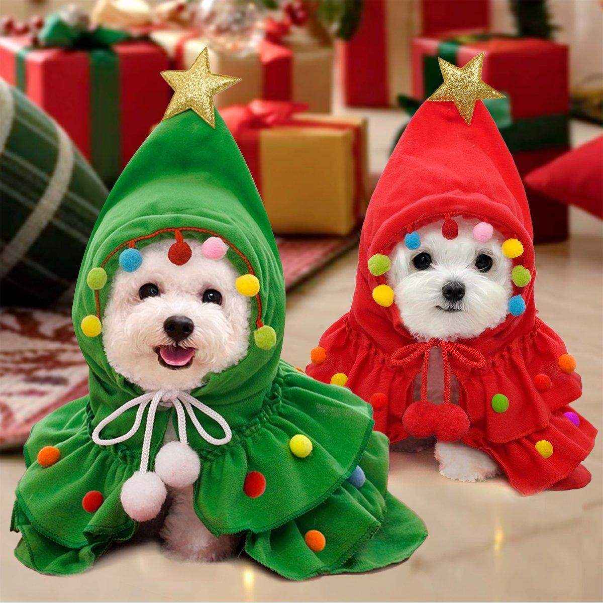 Christmas Pet Clothes Two-color Cape Pet Cape Shawl Dog Transformation Outfit