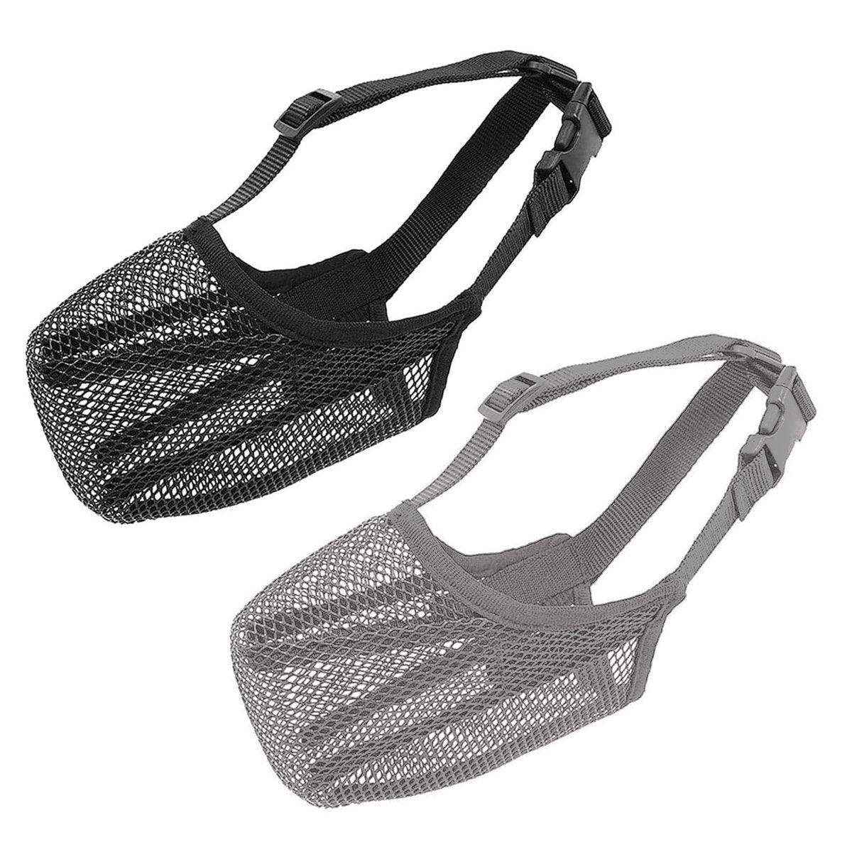 2PCS Adjustable Mesh Dog Muzzle Set Breathable Anti-Bite Muzzles