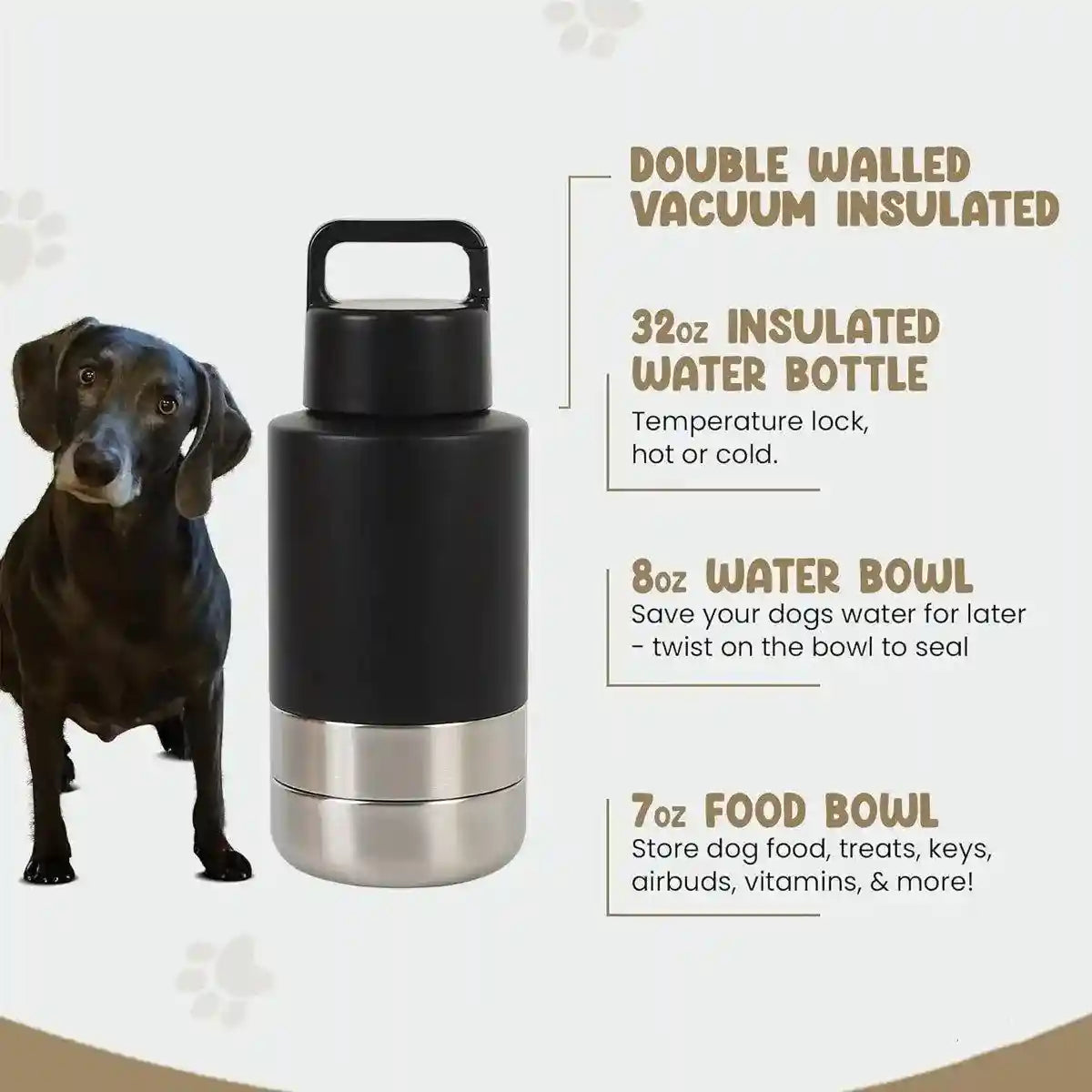 Stainless Steel Pet Thermos Portable Hydration & Food Bowl for Pets