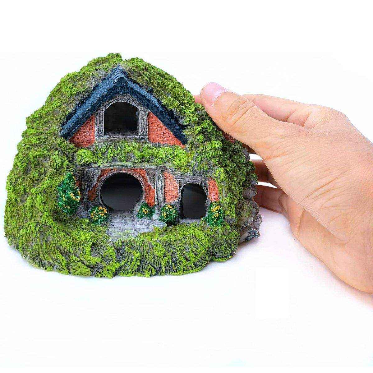 Grass House Aquarium Ornament Realistic Fish Tank Decoration for Fresh & Saltwater
