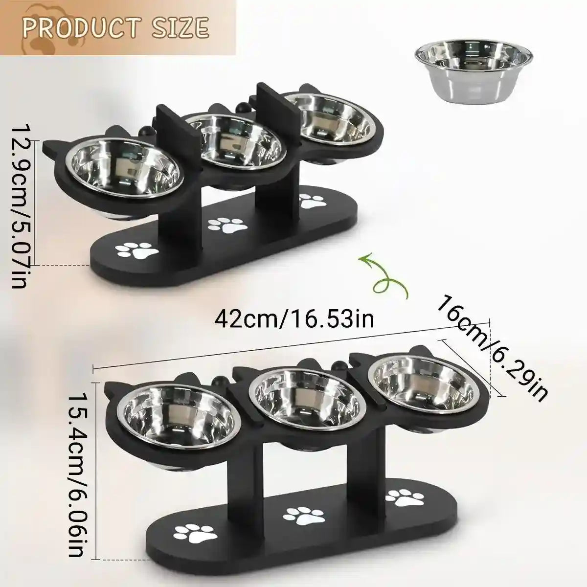 Non-Slip 3-in-1 Stainless Steel Pet Bowl For Dogs and Cats