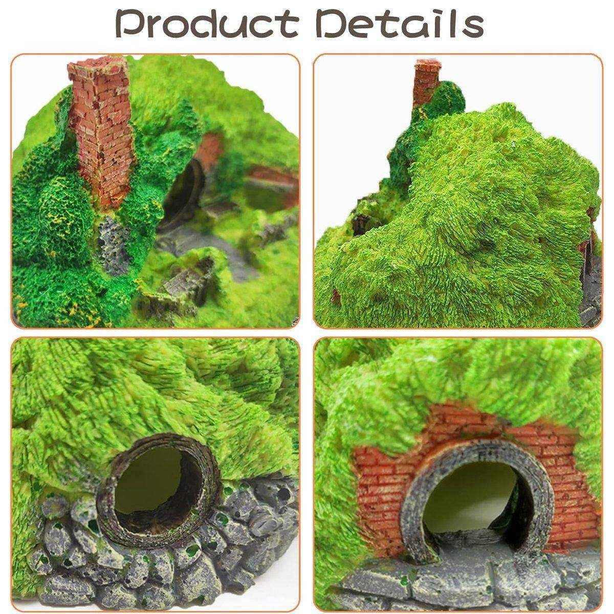 Grass House Aquarium Ornament Realistic Fish Tank Decoration for Fresh & Saltwater