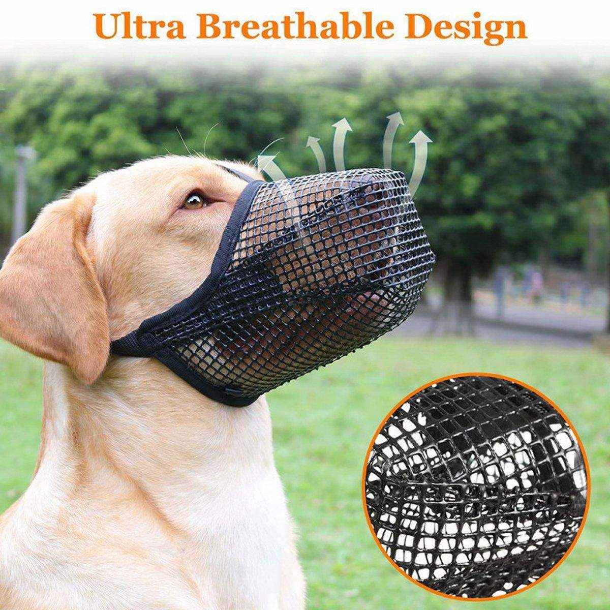 2PCS Adjustable Mesh Dog Muzzle Set Breathable Anti-Bite Muzzles