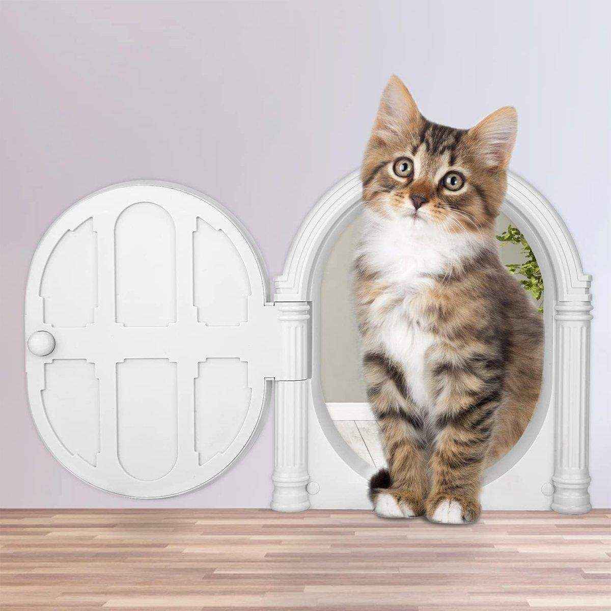 Stylish and Secure White Pet Door for Cats