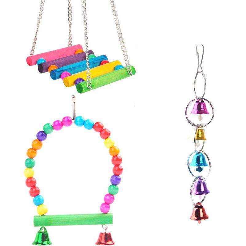 5PCS Interactive Hanging Bird Toys Set for Parrots and Small Birds