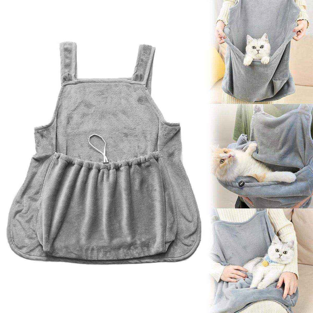 Non-stick Hair Cat Apron Suit Kangaroo Style No Hole Pet Bib for Grooming Safety
