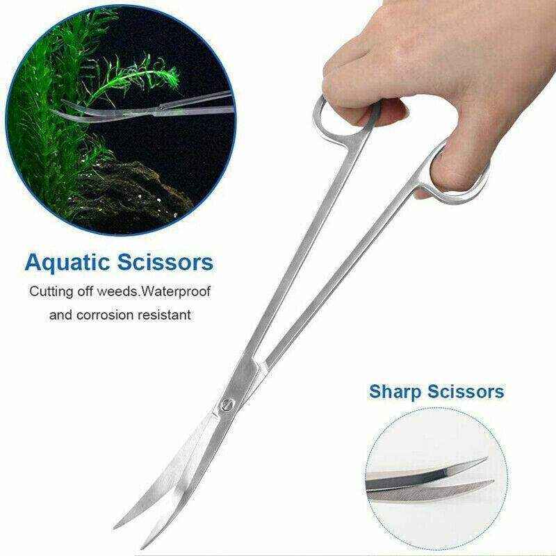 Aquarium Tool Kit Stainless Steel Aquatic Plant Tweezers Scissors Spatula Set