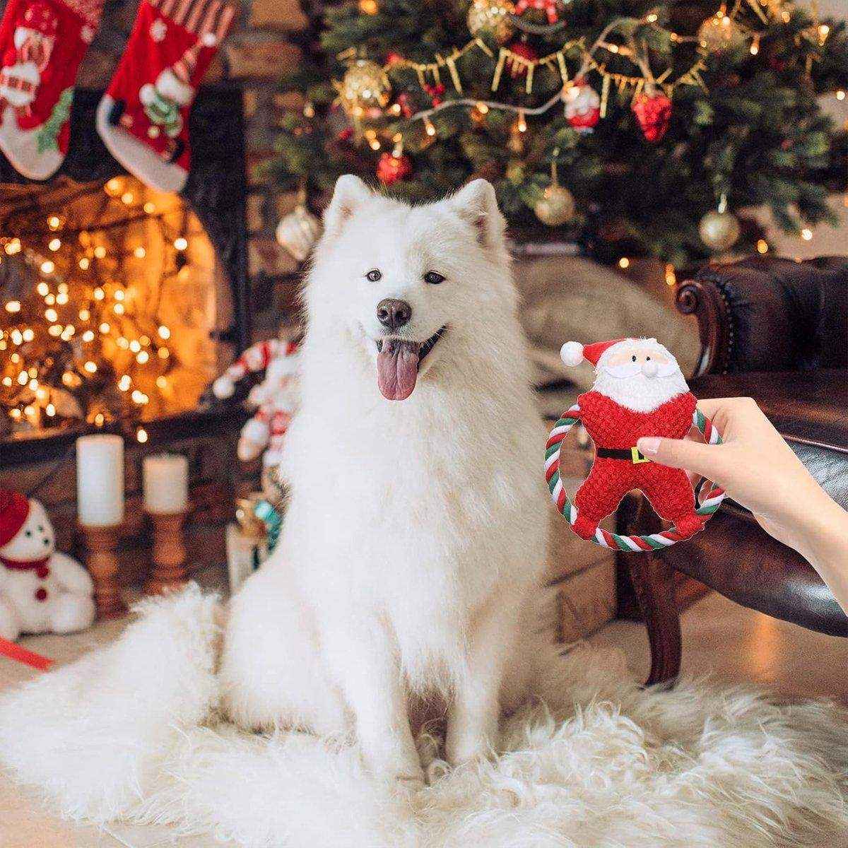 Pet Christmas Plush Toy - Festive Dog Bite Companion