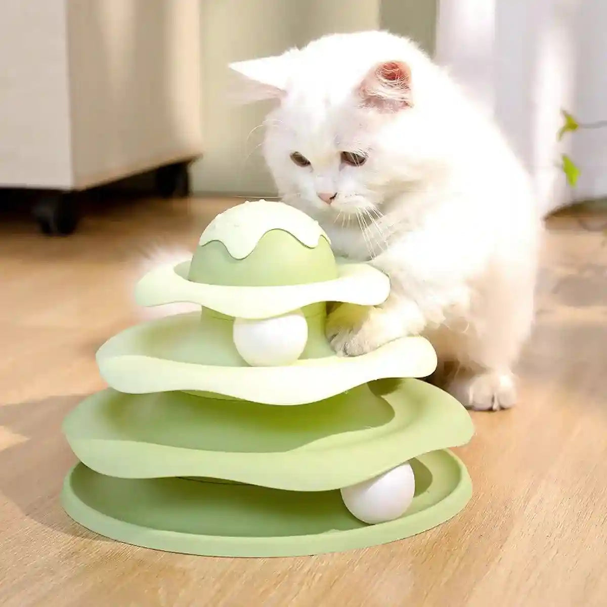 Funny Cat Toy Pet Toys Plastic Tower Interactive Track Ball Playing Game 3 Level