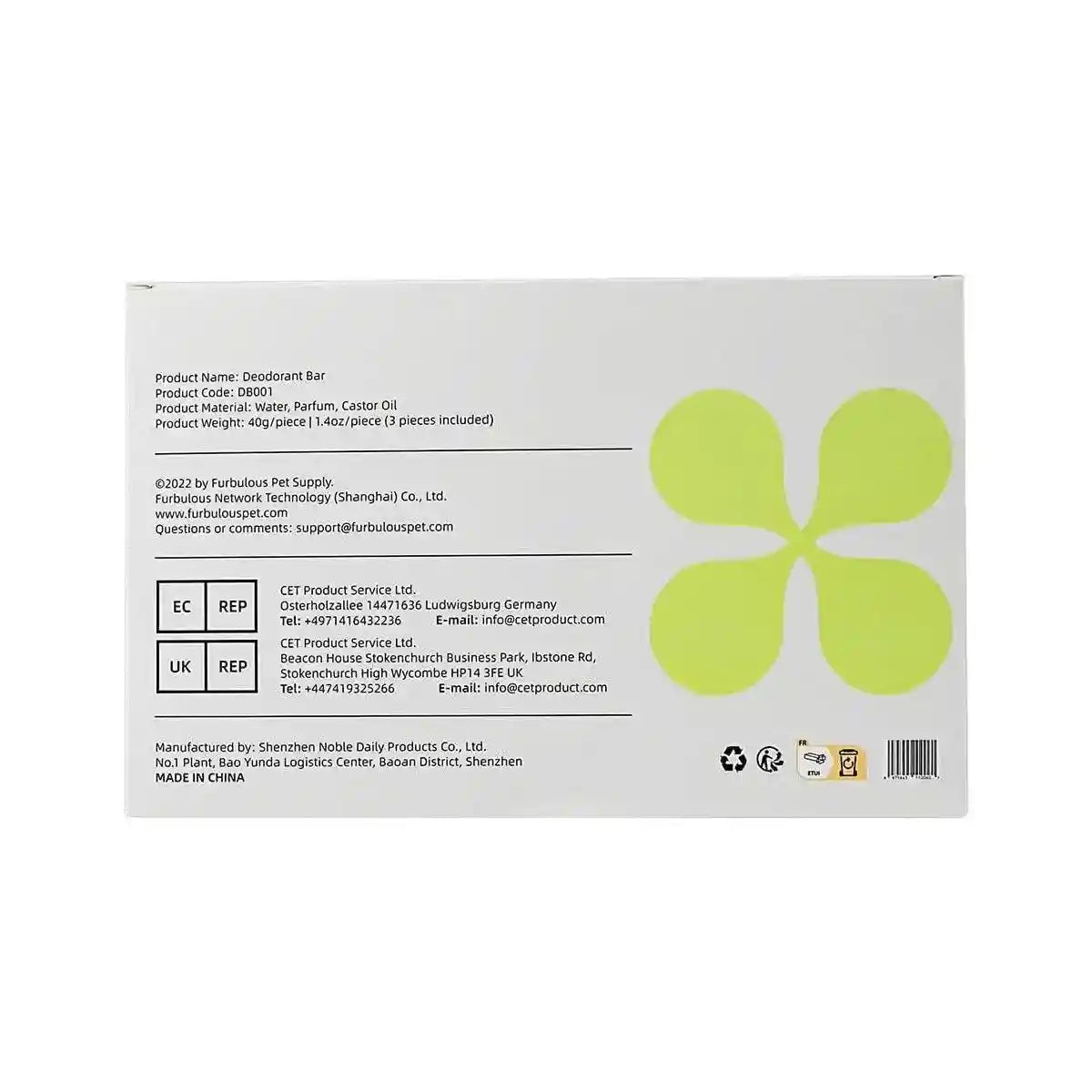 Furbulous 3 Piece Deodorant Bar Pet Odor Eliminator Natural and Long-Lasting Freshness