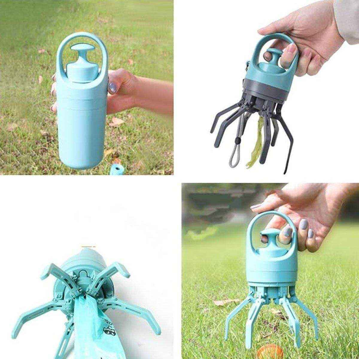 Pet Toilet Picker Portable Six-claw Shovel Excrement Clip Excrement Picking Garbage Bag Dispenser