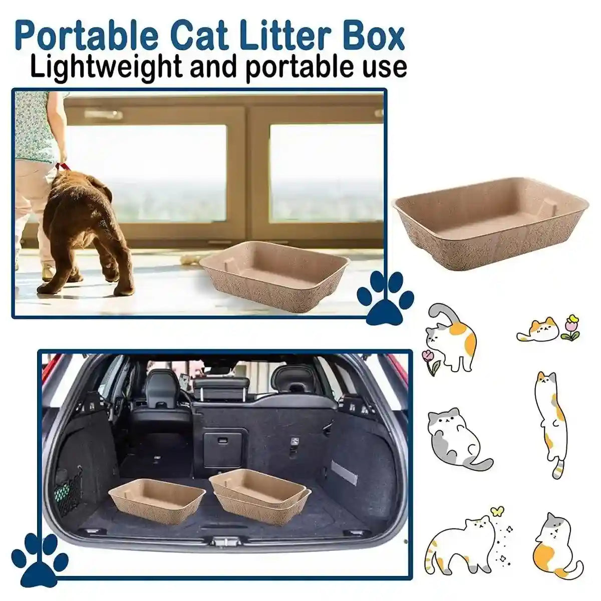 Eco-Friendly Disposable Cat Litter Trays Biodegradable Travel Solution