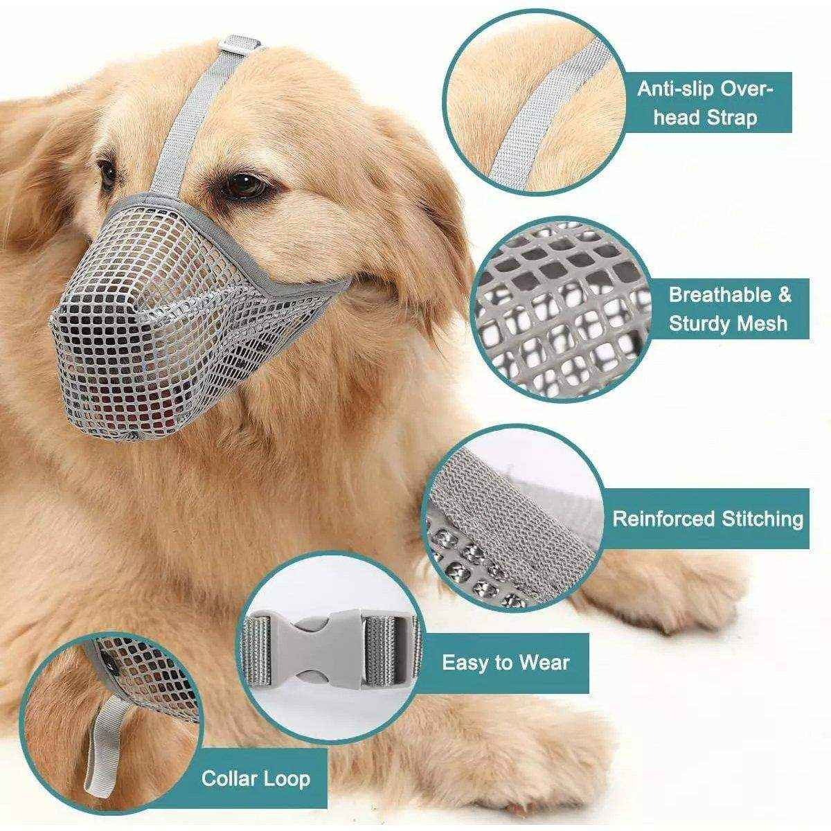 2PCS Adjustable Mesh Dog Muzzle Set Breathable Anti-Bite Muzzles