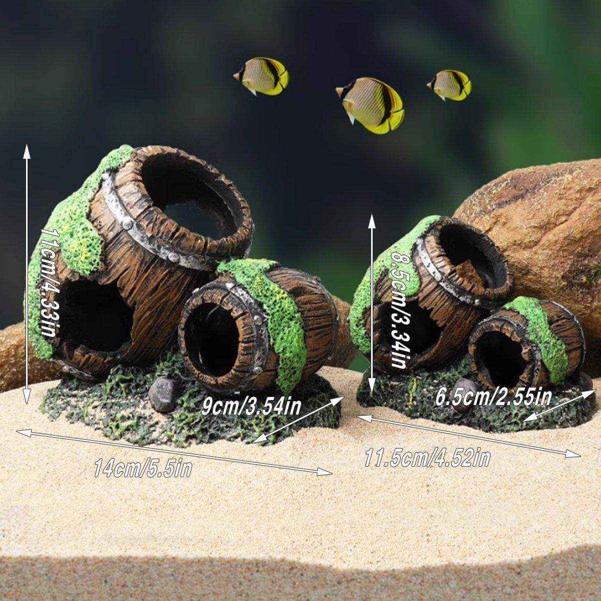 Resin Wine Barrel Aquarium Decoration