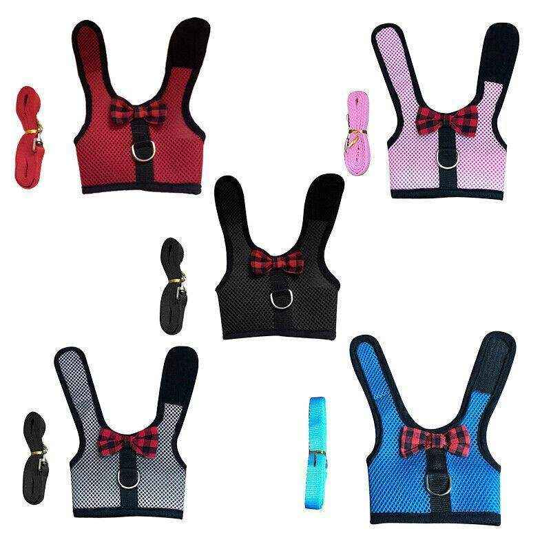 Adjustable Mesh Rabbit Harness with Leash for Small Pets